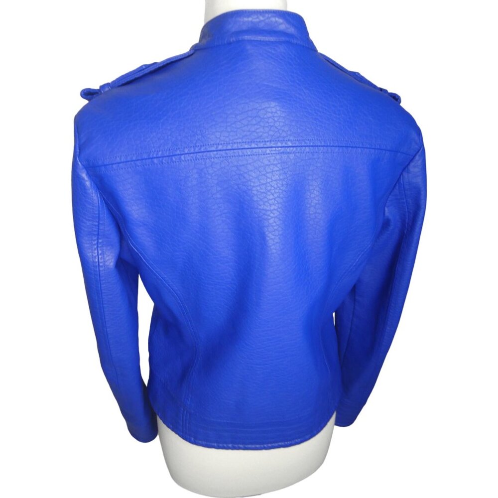 Kate & Mallory Bright Blue Leather Jacket Size M - Picture 4 of 6